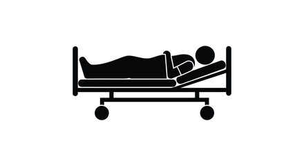 Patient resting in hospital bed with adjustable frame dark silhouette
