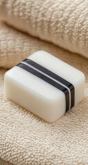 Striped soap on a folded towel