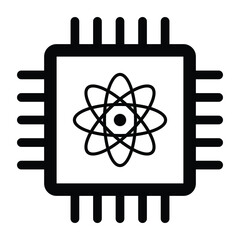 Quantum computing chip icon representing advanced processor technology and future technology vector