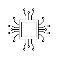 Quantum computing microchip icon technology symbol for advanced processing and innovation vector