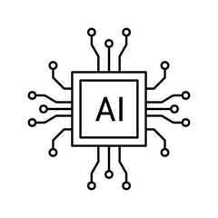 Central processing unit ai chip icon symbol representing artificial intelligence technology vector