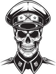 Skull Military Officer in Uniform Illustration