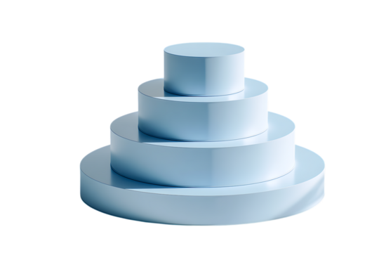 A light blue tiered geometric shape, isolated on transparent background