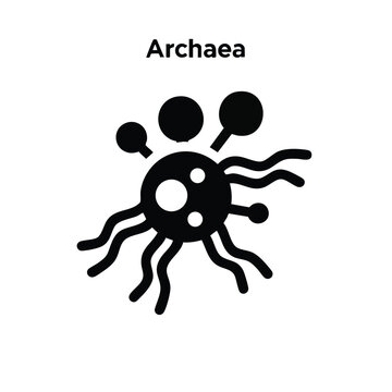 Simplified black and white of ancient microorganism representing archaea with circular and wavy structures