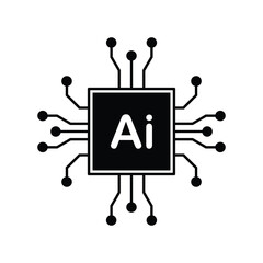 Quantum computing icon featuring ai chip for advanced technology concepts vector