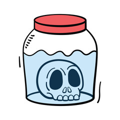 Severed skull in jar icon perfect for horror Halloween designs