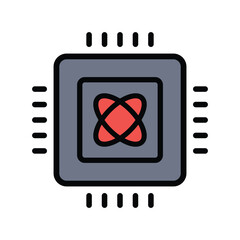 Futuristic quantum computer chip icon representing advanced technology and innovation vector