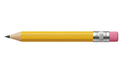 Isolated Number Two Pencil with Eraser on Yellow Wood for School, Education or Office Use