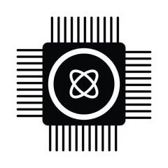 Quantum computing circuit board chip icon technology abstract symbol for advanced processing vector