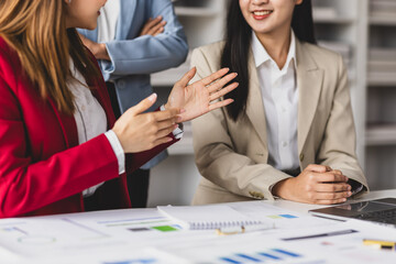 Team of professionals discussing over new business project.
