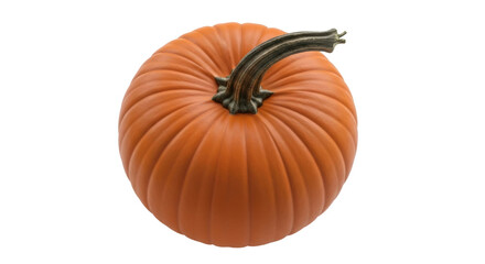 Isolated orange pumpkin with thick stem, autumn season, harvest, pumpkin patch and Halloween