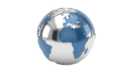 Isolated global depiction showing earth, continents, oceans, and geographic locations