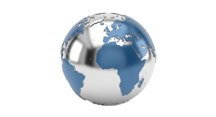 Isolated global depiction showing earth, continents, oceans, and geographic locations