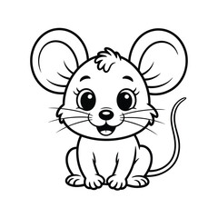 Cute cartoon mouse outline for coloring pages