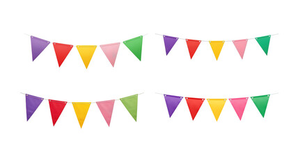 Obraz premium Colorful Pennant Flags on transparent background