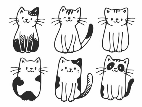 set of funny cats icon vector illustration