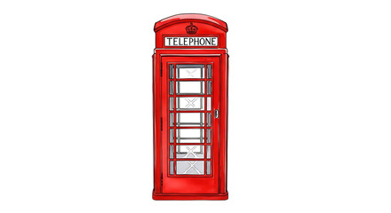 Fototapeta premium Illustration of a classic red british telephone booth, isolated on transparent background
