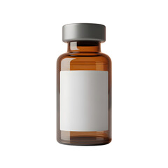 Amber Glass Vial with Blank Label for Pharmaceutical or Medical Product Presentation