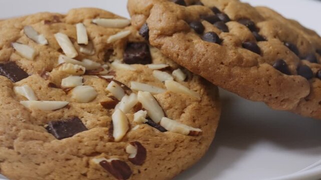 Cookie on Rotating Plate, Showing Detailed Crumbly Texture, Golden Brown Surface, and Sweet Delicious Appearance of Gourmet Dessert