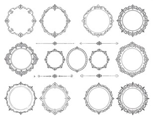 Set of decorative vintage frames and dividers
