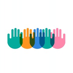 hand with colorful paint. Tolerance, multicultural and togetherness