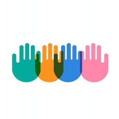 colorful hand prints. Tolerance, multicultural and togetherness