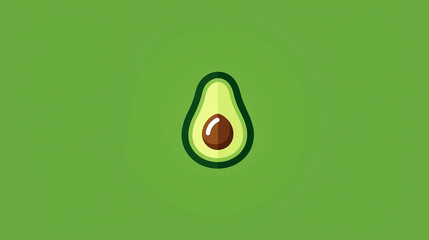 Minimalist avocado logo, vector art, flat background, simple seed detail, modern flat design