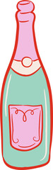 Hand drawn champagne bottle - Christmas cocktail party drawings series