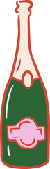 Hand drawn champagne bottle - Christmas cocktail party drawings series
