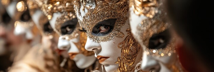 Creative portrait of faces with carnival makeup and expressive artistic paint