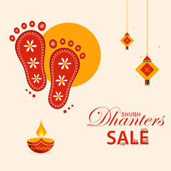Happy Dhanteras Indian festival celebration Abstract minimal flat vector illustration.