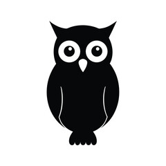 Minimalist black owl silhouette on a clean white background for design