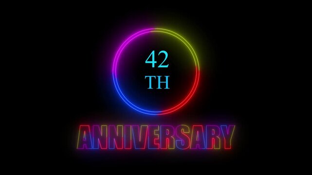 Glowing neon 42 years anniversary emblem. Anniversary icon or label. front of dazzling fireworks 42 years celebration and congratulation design element splash convert animated explosion ... See