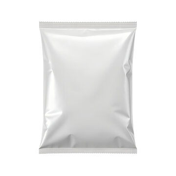 White blank snack bag mockup for chips, crisps or food packaging. Isolated on transparent background, png