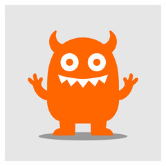 cute and funny little monster vector character logo and icon