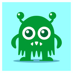 cute and funny little monster vector character logo and icon