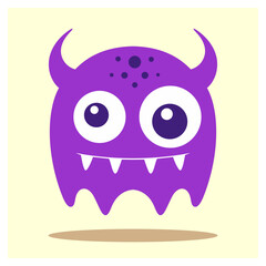 cute and funny little monster vector character logo and icon