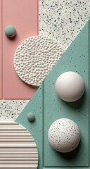 Abstract geometric shapes, pastel tones, textured
