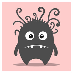cute and funny little monster vector character logo and icon