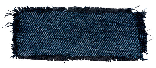 Piece of torn denim on a white background. Denim texture