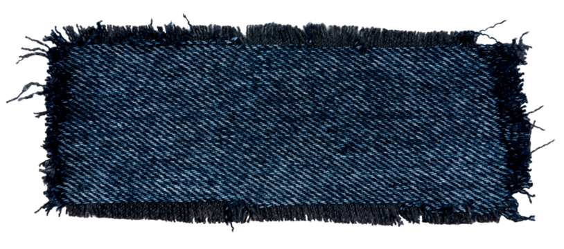 Piece of torn denim on a white background. Denim texture