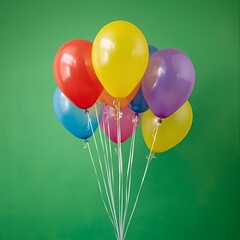 A vibrant bouquet of colorful balloons, shimmering with festive delight, perfect for celebrating birthdays, holidays, and joyous occasions, adding a cheerful atmosphere to any event