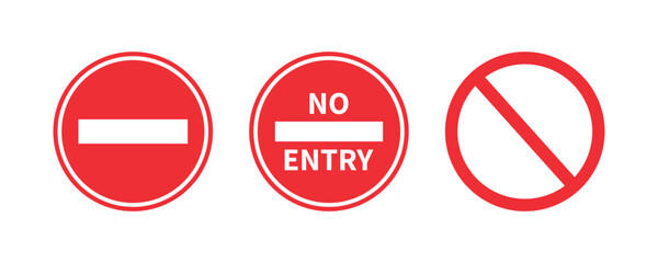 No Entry Signs Collection, Red Prohibition Symbols