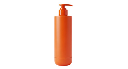 Isolated orange bottle with dispenser pump for cosmetic beauty lotion or skincare product