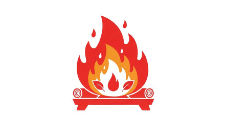 Isolated campfire illustration with flames and logs for camping or outdoor adventure