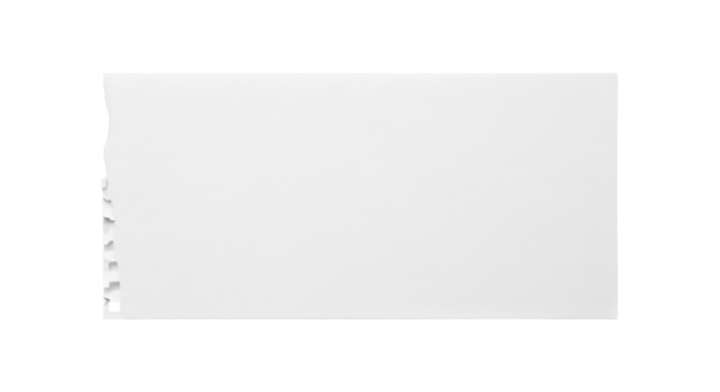 Isolated rectangular piece of paper with torn edges for notes or message writing
