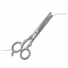 Hairdressing Scissors in Continuous One-Line Art
