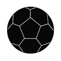 Fototapeta premium Simple black silhouette of a soccer ball on a clean white background