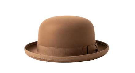 Isolated brown bowler hat or derby hat, traditional headwear, men's fashion accessory