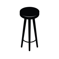 Minimalist black silhouette of a stool on a white background